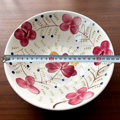 *大鉢「AKECHI JAPAN」HAND PAINT 23.5㎝ 花図　の画像
