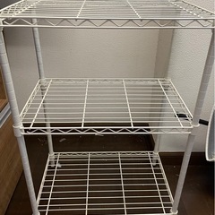 2段スチールラック　白