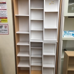 本棚　スライド式　ホワイト×ナチュラル　使用感あり