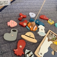 木製おもちゃ⭐︎中古⭐︎釣りごっこ⭐︎動物パズルの画像