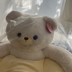ふわふわくまさん　おすわりクッション　アイボリーの画像