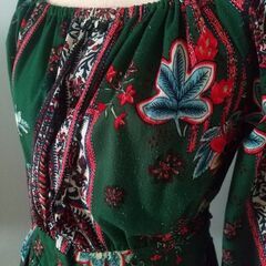 授乳ワンピース　ペイズリー　マキシ丈　グリーン　エスニックの画像