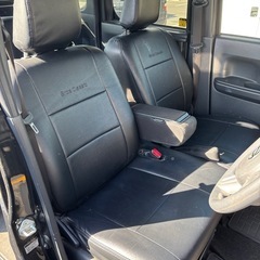 ウェイク H27年式 車検R8.4 禁煙車、8インチ純正SDナビ（運転中TV視聴可）、バックカメラ、電動スライドドア（左）、電動格納ミラー、純正フロアマット（防水）、革シート（clazzio）、純正フードガーニッシュ（迷彩）、ETC、Bluetooth、高音響、事故なし、ターボ、バッテリー新品の画像