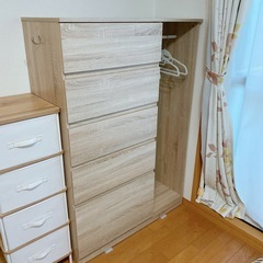 【受渡し者確定】LOWYAハンガーラック付きタンスの画像