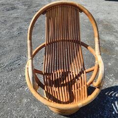 昭和レトロ 古家具 回転式ラタンチェア ラタンソファ エッグチェ...