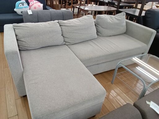 値下げしました！★ジモティ割あり★ NITORI カウチソファー グレー H65×D83-140×W215 クリーニング済み TK4150