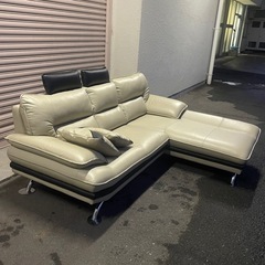 値下げ！ニトリ　L字ソファ　コーナーソファ　カウチソファ　本革　ベージュ　ロゾ4 モダンの画像