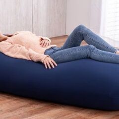 【90％OFF】アイリス ビーズクッション ソファ 160×75cm ビーンズMAX  ブルー　定価 19,800円の画像