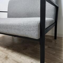  ニトリ2人用布張りソファ　組立説明書付 (エイミーMGY/BK ）の画像