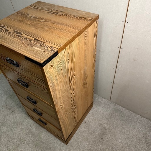 154】レトロ 木製タンス 5段引き出し ば 古い木製の引き出し5段