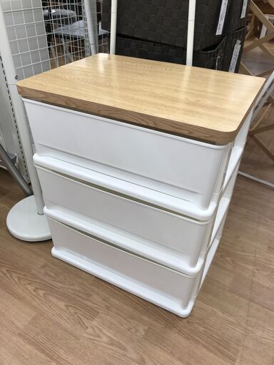 ★ジモティ割あり★  3段プラチェスト ホワイト H63×W55×D41 クリーニング済み KJ8045