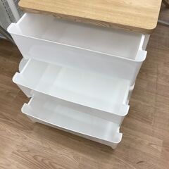 ★ジモティ割あり★  3段プラチェスト ホワイト H63×W55×D41 クリーニング済み KJ8045の画像