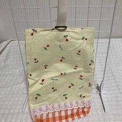 お値下げ✴︎ハンドメイド＊新入園新入学向け　カバン3点セット　レース付きチューリップ柄の画像