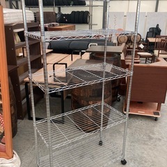 【kj007】収納家具　人気　中古美品　90cm幅　メタルラック　スチールラック　シェルフ　収納棚　中量級　単身向け　検)一人暮らし　冷蔵庫　洗濯機　食器棚　テーブル　ラック　収納　家具