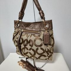 コーチ 2way ショルダーバッグ トートバッグ ベージュ系
