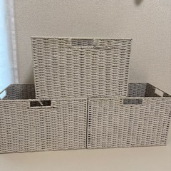 手編み風ペーパーバスケット▶︎ニトリ　カラーボックス用　