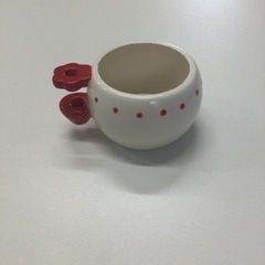マグカップ　赤色　ドットの画像