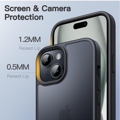 JEDirect マットケース iPhone 15 6.1インチ用 耐衝撃性ミリタリーグレードの落下防止 つや消しの半透明の背面電話カバー 指紋防止 (ブラック)の画像