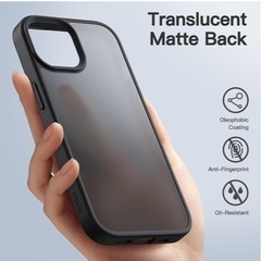 JEDirect マットケース iPhone 15 6.1インチ用 耐衝撃性ミリタリーグレードの落下防止 つや消しの半透明の背面電話カバー 指紋防止 (ブラック)の画像