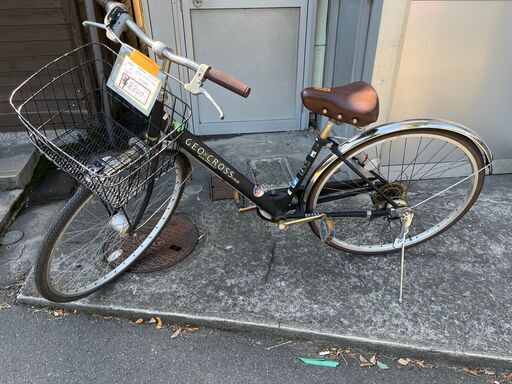 【リサイクルショップどりーむ鹿大前店】No.31　自転車　ママチャリ　２７インチ　黒色　６段ギア付き　LEDオートライト付き