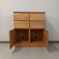 限定一品限り　デザインキャビネット　幅72　高さ83　ナチュラル　キャラクター　扉　引出　の画像