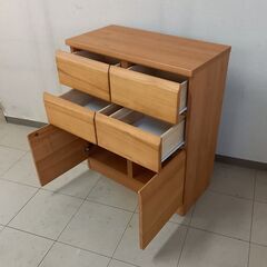 限定一品限り　デザインキャビネット　幅72　高さ83　ナチュラル　キャラクター　扉　引出　の画像