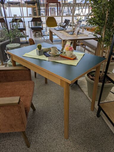 【デスク】デスク/テーブル IDEE STILT TABLE 1000 Green Black:ナチュラル✕グリーン