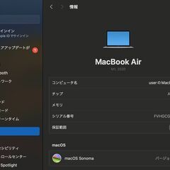 MacBook Air（M1,2020）256GB/8GB〈MGN63J/A〉⑤の画像