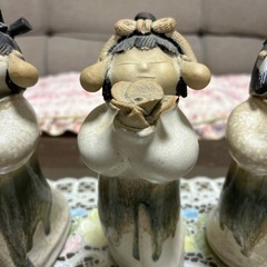 【難あり】砥部焼　森元青芳「念ずれば花開く」3体セットの画像