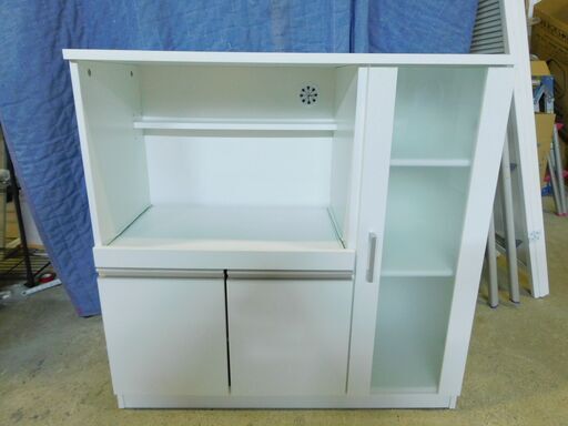 NITORI ニトリ レンジ台(フォルムN RE9090G WH）2021年製 レンジボード 食器棚 幅90cm