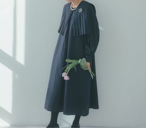 nautural by clipプリーツ襟タックワンピース