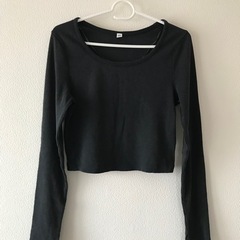 GU ウォッシュドリブクロップドTシャツ