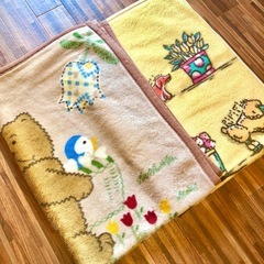 大阪西川🐻ハーフブランケット2枚セット 日本製 キッズ イエロー...