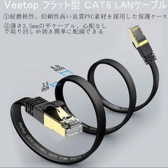 HiiPeak 2m CAT8 LANケーブル フラット カテゴリー8 超高速の画像