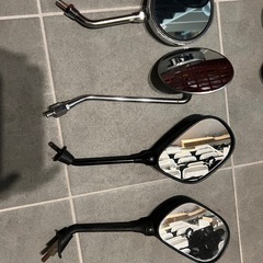 原チャリミラー　2個  単車サイズ Z2ミラー　 ミラーステー　 メッキ丸ミラー  の画像
