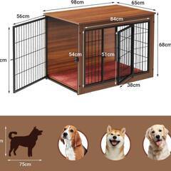 犬ケージ　未使用品　傷有り　Lサイズ, ブラウン) 組立済み　未使用品　　犬 ケージ ペットケージ 木製 ペットサークル 大中型犬用の画像
