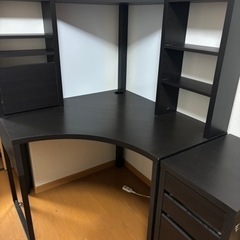 MICKE ミッケ コーナーワークステーション, ブラックブラウン, 100x142 cmの画像