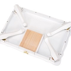 【※受付一時停止/定価約15000円】リボンモチーフの折れ脚テーブル（幅80cm/ホワイト）の画像