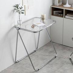 クリア　デスク　シルバー　折り畳み　無機質