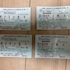 2/4  新幹線乗車券2枚　大阪市内から東京まで　時間指定あり
