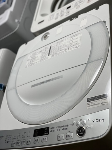 送料・設置込み可　洗濯機　7kg SHARP 2022年　【分解クリーニング済み】