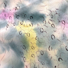 羽織 アンティーク 昔羽織  正絹 クリーム 緑ボカシ 黒 黄 紫 紫陽花 レトロ 明治・大正ロマン モダン 和洋ミックス 身丈78.6cm 【キモノオフ野々市若松店】の画像