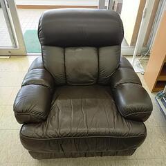 ダークブラウン　シングルソファー　レザー　※2400010477881