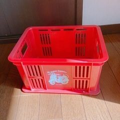 昭和レトロ バスケット　コンテナ 赤　スクーターイラストつきの画像