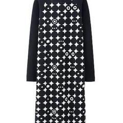 UNIQLO フリースワンピ ブラック×ホワイト LL(XL)サイズ