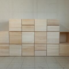 桐　キューブBOX　白木　扉　フラップ　訳あり　組み換え自由　大量買い可能！　展示品数に限りがあります。単体でも購入可　の画像