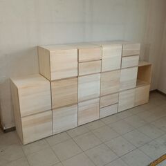 桐　キューブBOX　白木　扉　フラップ　訳あり　組み換え自由　大量買い可能！　展示品数に限りがあります。単体でも購入可　の画像