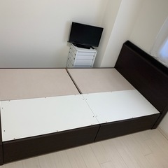 （現在お取引中）セミダブル ベッドフレーム_ニトリ（ヴァイン 深型/DBR）