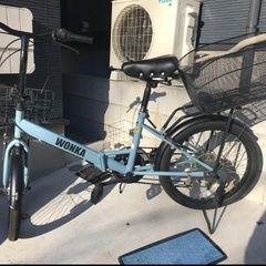 WONKA 折りたたみ自転車　マットブルーグレー　後ろカゴ付きの画像