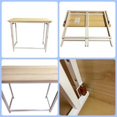 　[八3174〜5] 【未使用品】ヤマゼン　パタパタデスク   折りたたみデスク  カラー   ウッドナチュラル／ホワイト　RPST-8040H   2個セット　商品サイズ　幅80㎝  奥行40㎝  高さ70㎝  の画像